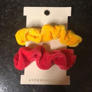 Brand New Anthropologie Pink and Yellow Velvet Scrunchies